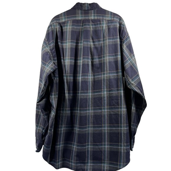 Ralph Lauren Men's Shirt XL Gray Blue Green Pony Plaid Long Sleeve Blake Button - Picture 2 of 8